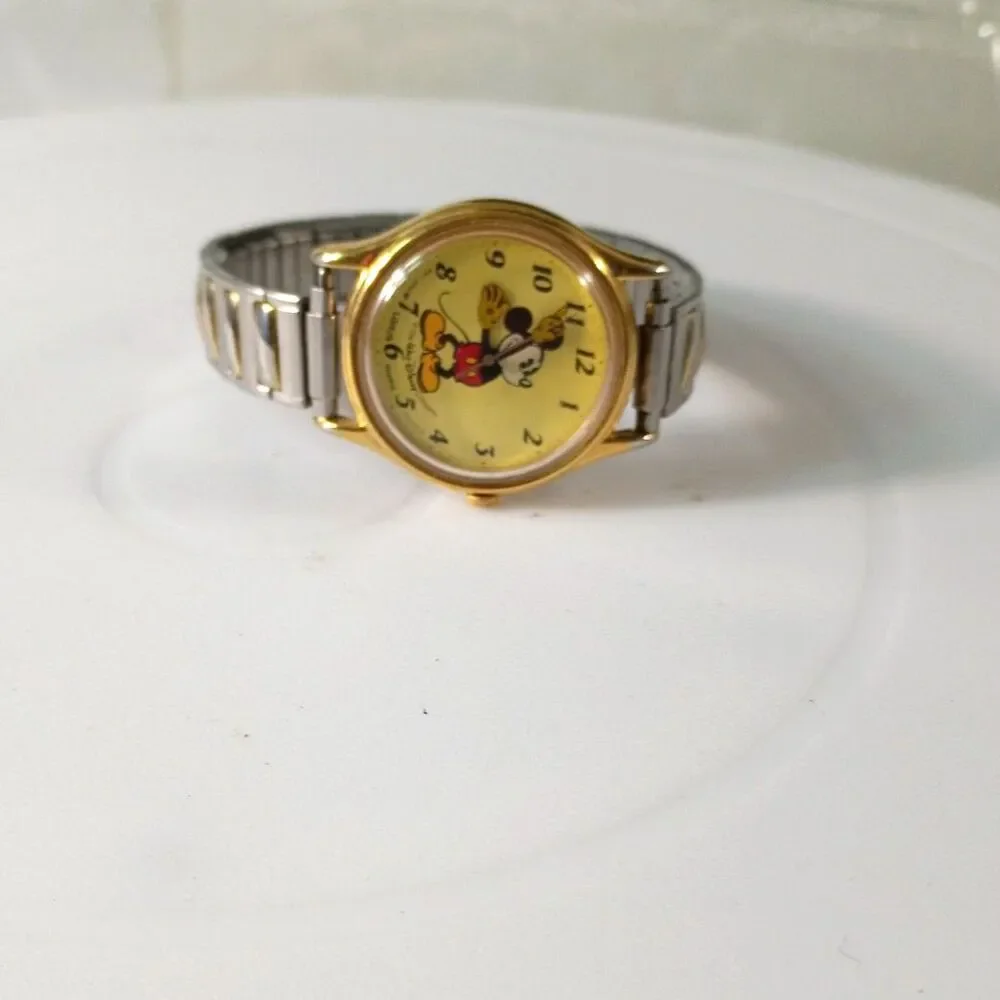 Classic Mickey Mouse Character Watch | Vintage Gold Tone Expansion Strap